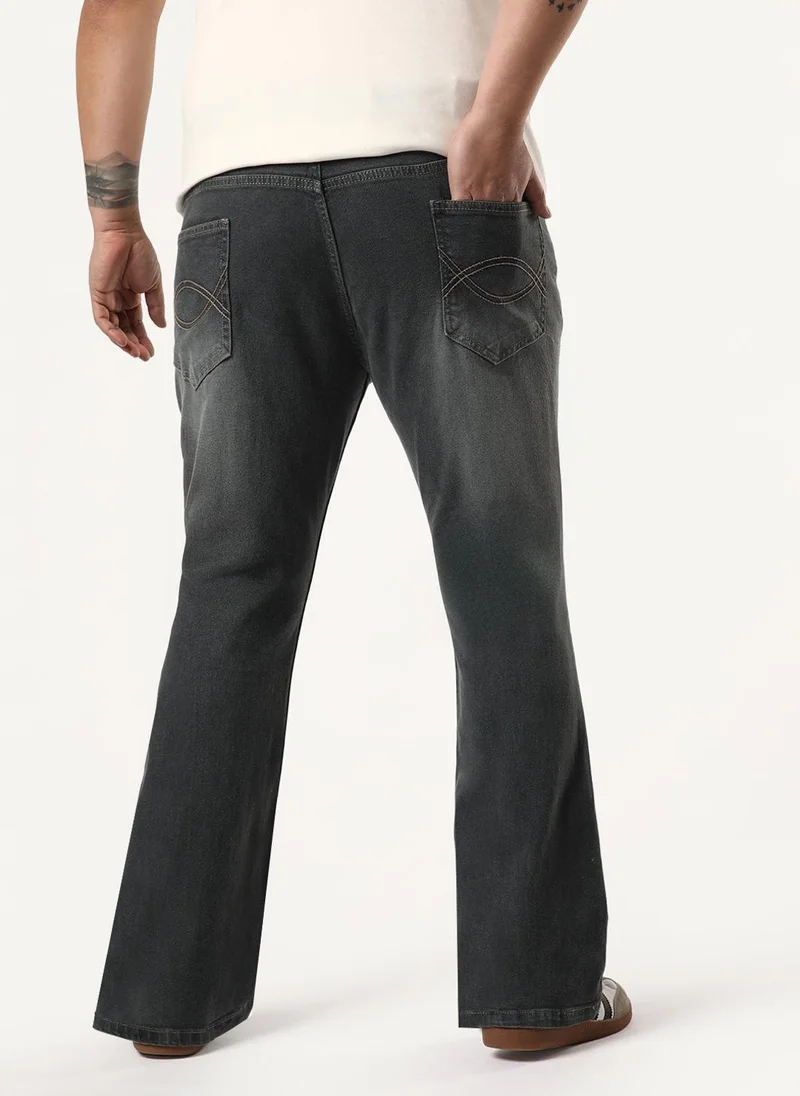 Urbano Fashion  Urbano Plus Men's Grey Bootcut Fit Mid Rise Heavy Washed Jeans Stretchable for Men | Best Price UAE
